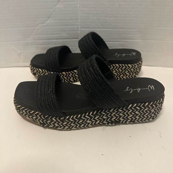 Wonderly Black Wedge Woven Sandals size 8 NEW without box - Picture 6 of 12
